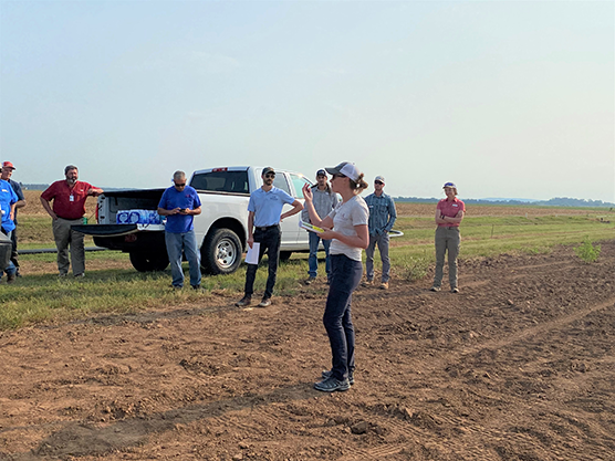 Amanda McWhirt speaking to county agents during a cover crop training