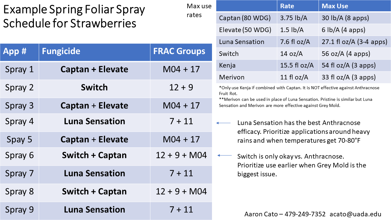 Example Spring Foliar Spray Schedule for Strawberries