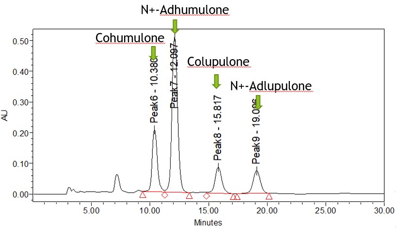 HPLC chromatogram showing acid amount