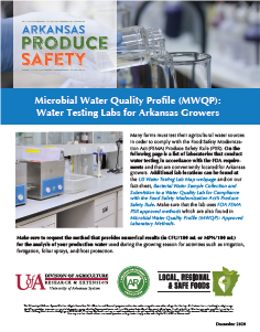 A link to a flyer listing water testing labs for arkansas growers