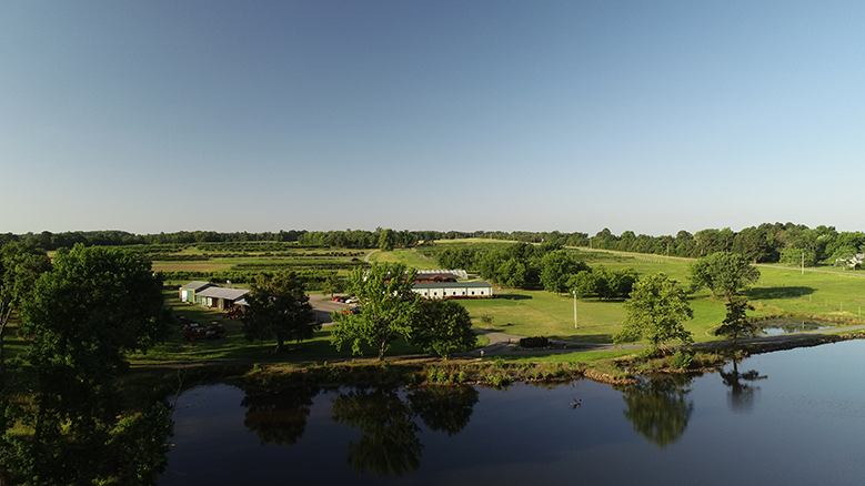 Aerial view of the fruit research station in Clarksville, Arkansas