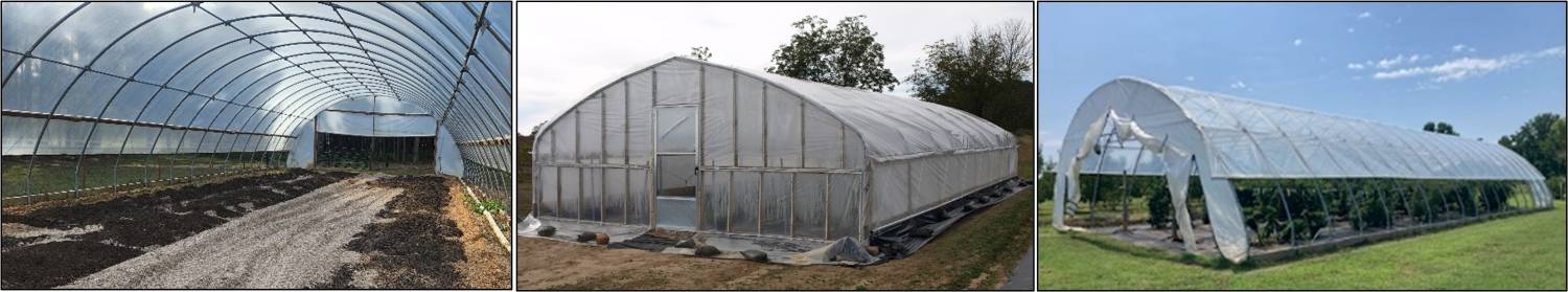 Different designs in high tunnels with varying levels of ventilation capacity.