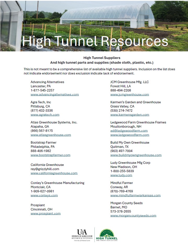 High Tunnel Resources List