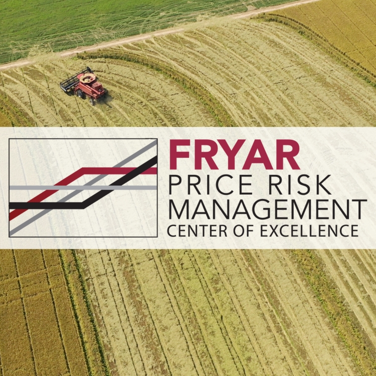 Fryar Price Risk Management Center of Excellence logo in front of an agricultural field