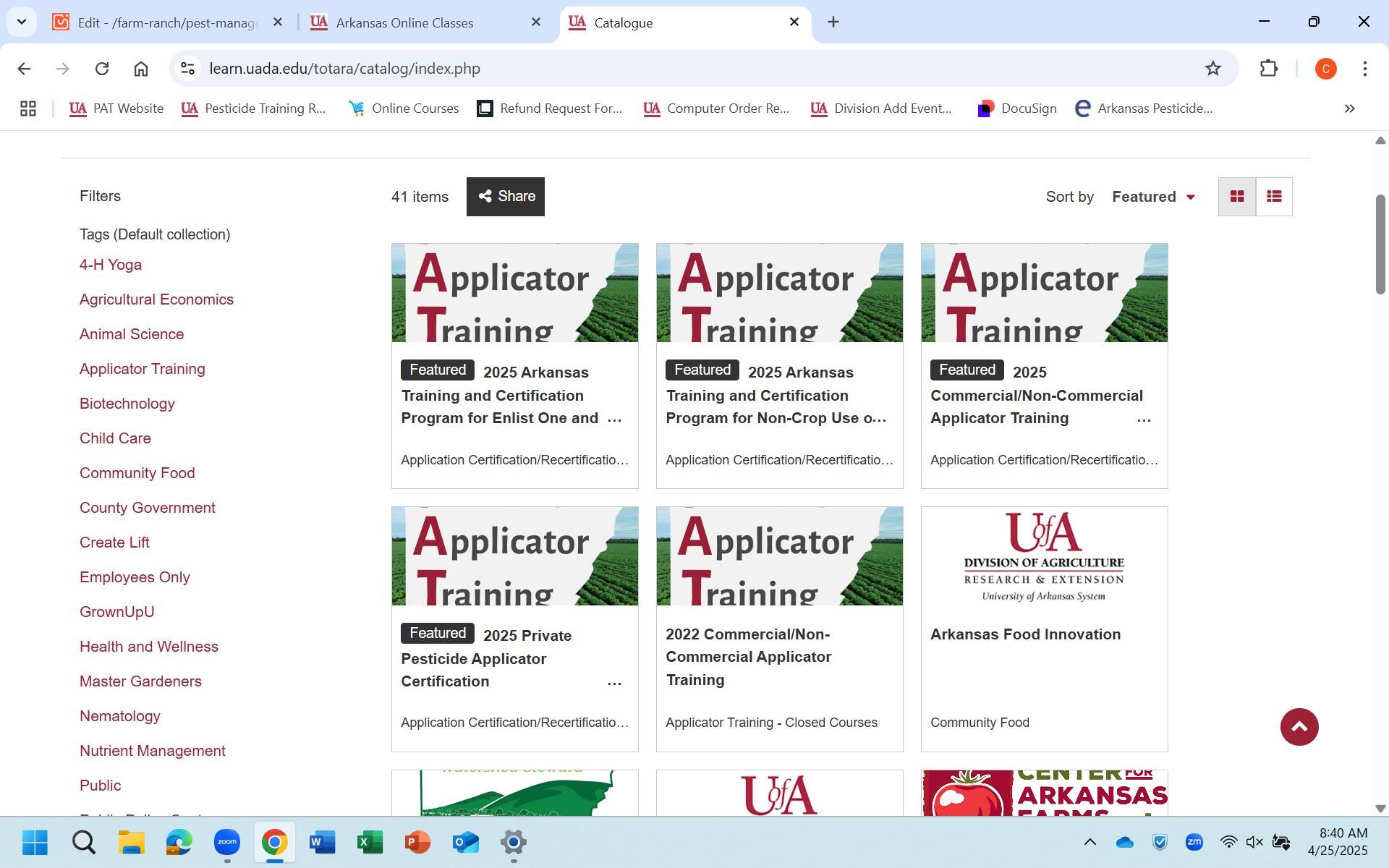 Online courses dashboard with icons describing course offerings