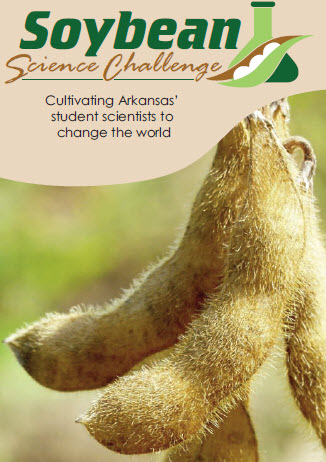Image of the cover of the arkansas soybean science challenge with a picture of soybeans