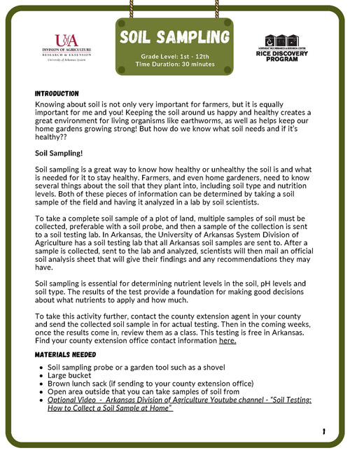 soil sampling activity