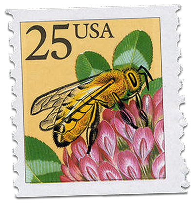 25 cent honey bee postage stamp 