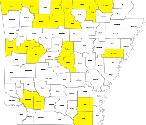 map of counties where finds are available to landowners