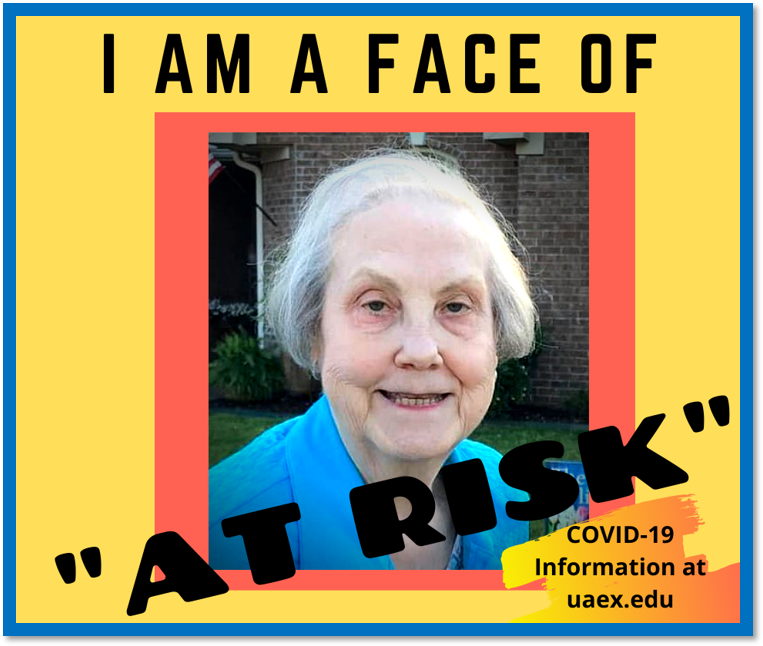 Picture of lady with grey hair titled "I am the face of at risk". 
