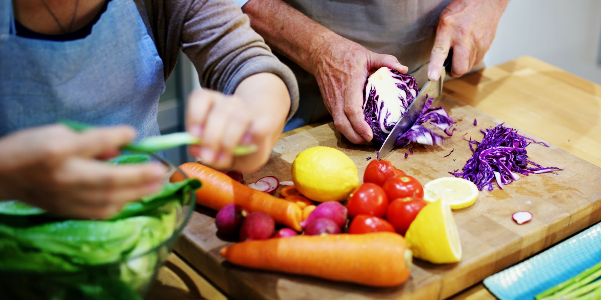 chopping vegetables