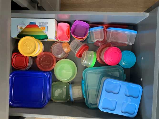 drawer of lunch supplies
