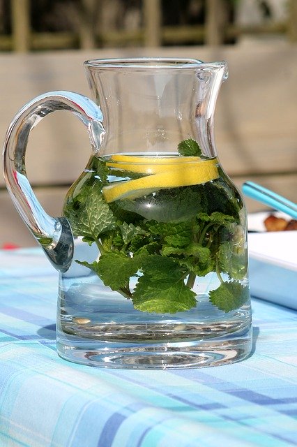 glass pitcher with infused water