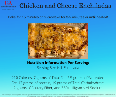 Finished enchiladas with nutrition information