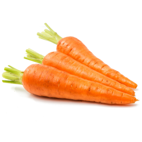 bunch of carrots with trimmed green tops