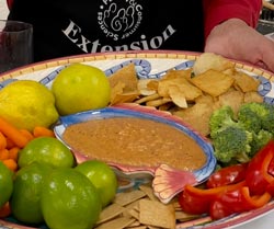Red Pepper Hummus on Serving Tray