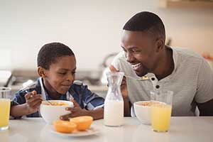 Family time at breakfast