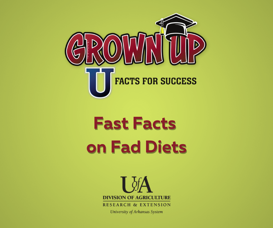 Promo picture for the Grown Up U Season 2 Episode 2 Podcast Fast Fact on Fad Diets