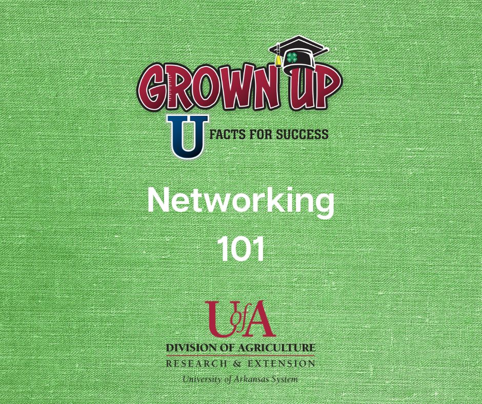 image includes the UofA System Division of Agriculture Extension Service logo and the Grown Up U: Facts for Success logo on a textured green background with the words, "How to Follow a Recipe and Tips for Measuring"