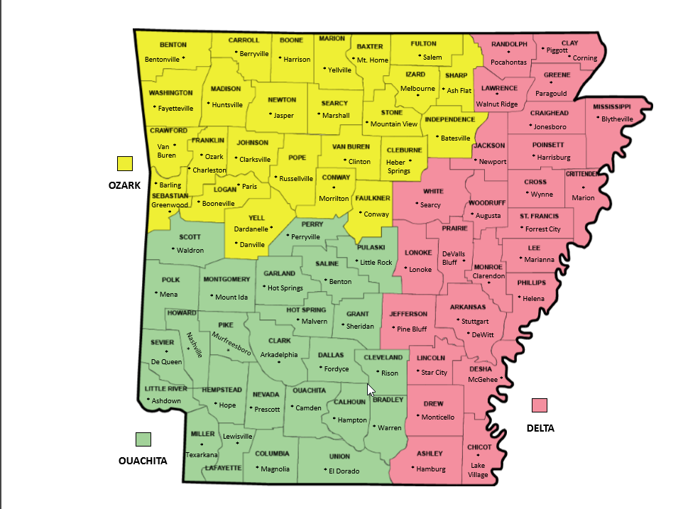 Arkansas counties map