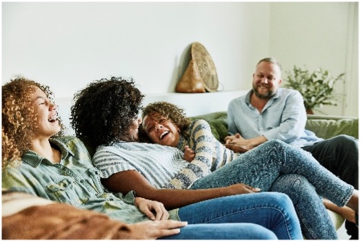 A family laughing together