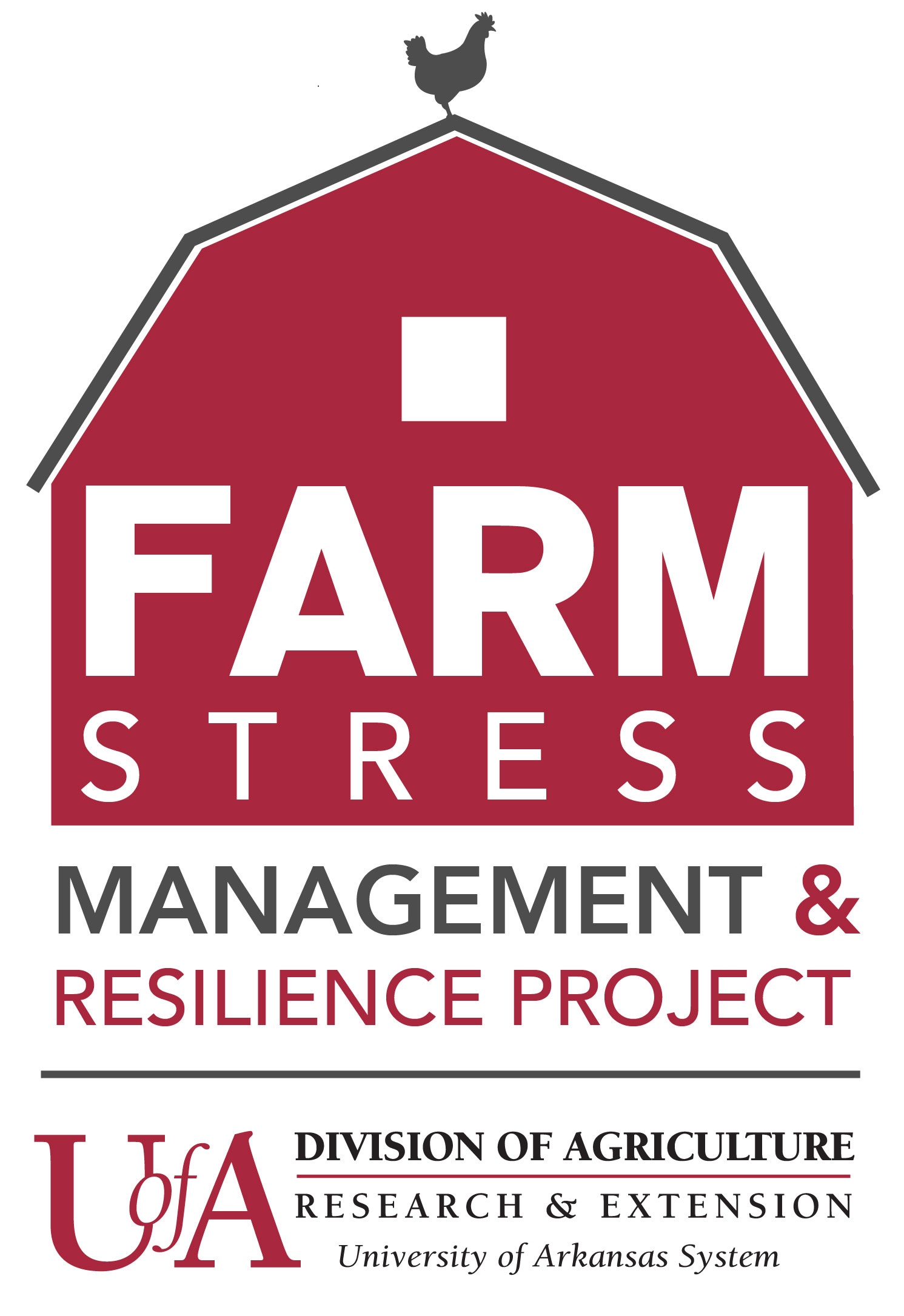 Red barn with title Farm Stress Management and Resilience Project