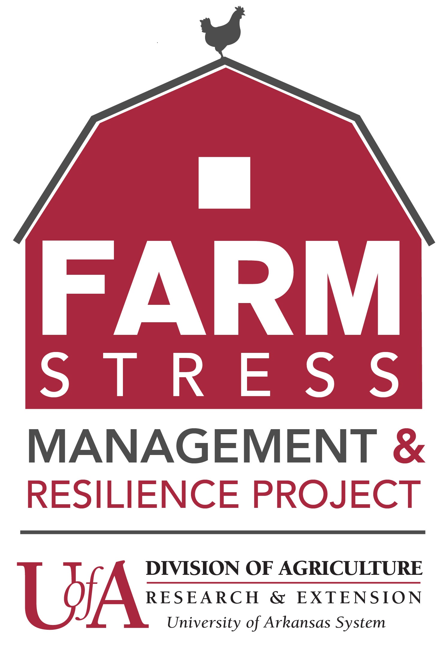 Red barn with title Farm Stress Management and Resilience Project