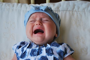 Infant baby girl crying