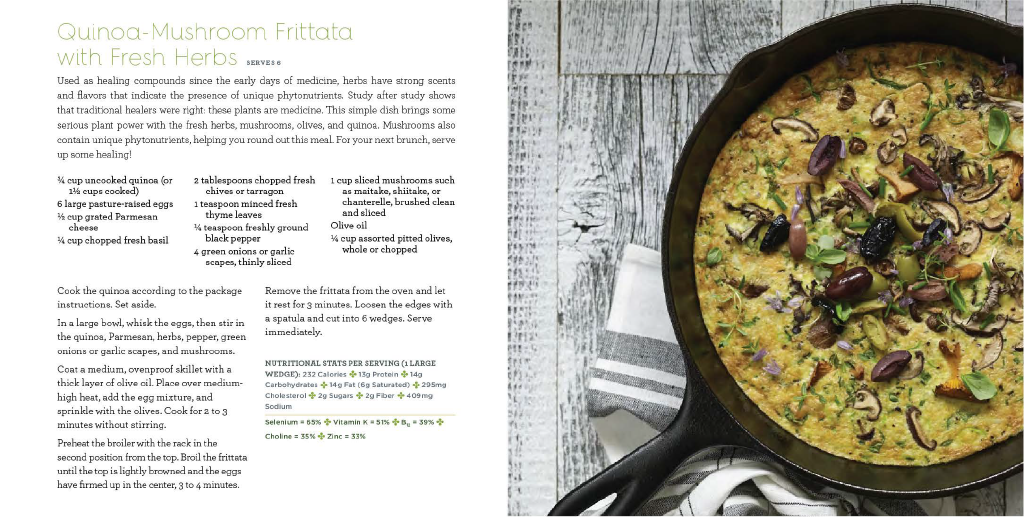 Quinoa-Mushroom Frittata with fresh herbs find this recipe at the lin below