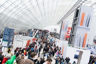 Crowd of people at career fair