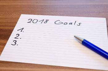 Note card with 2018 Goals