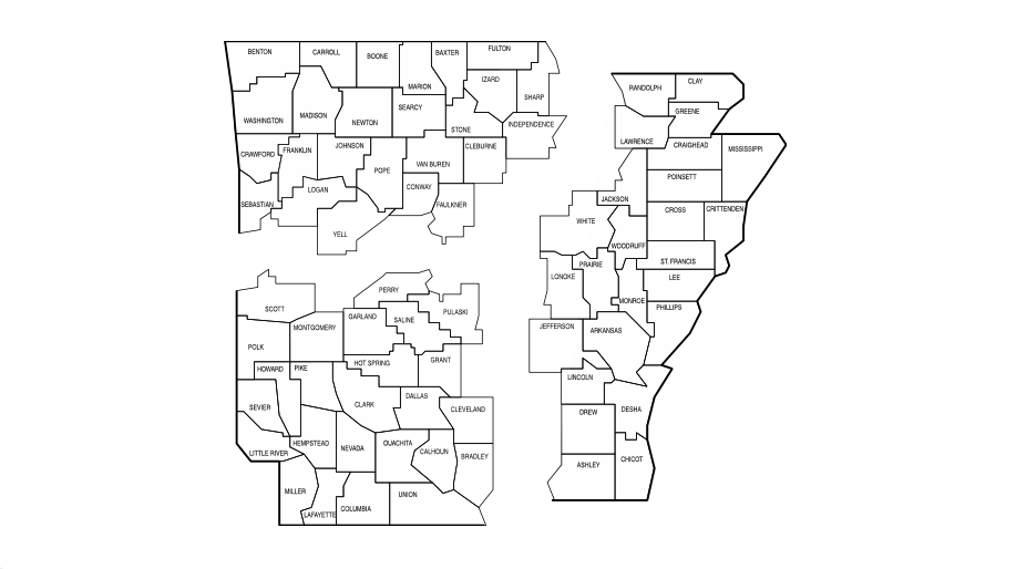 Districts with county outlines 