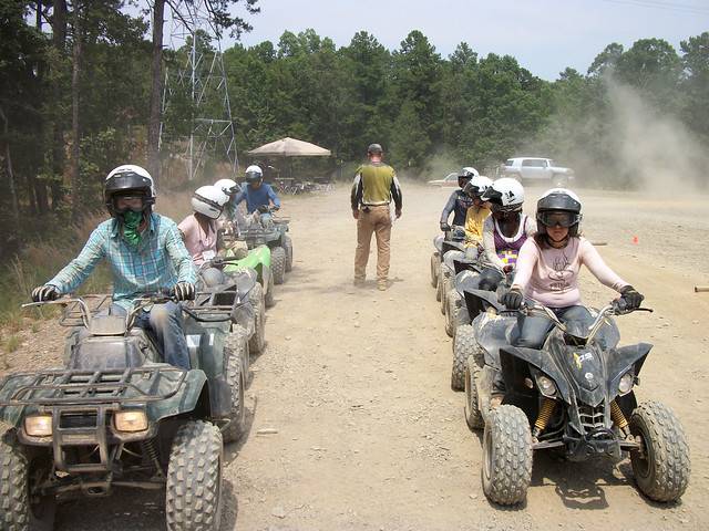 Picture of group of ATV Riders learning safety and driving in columns