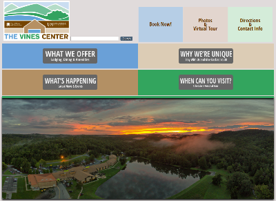 The vines center website screen shot