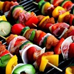 Kabobs on grill.