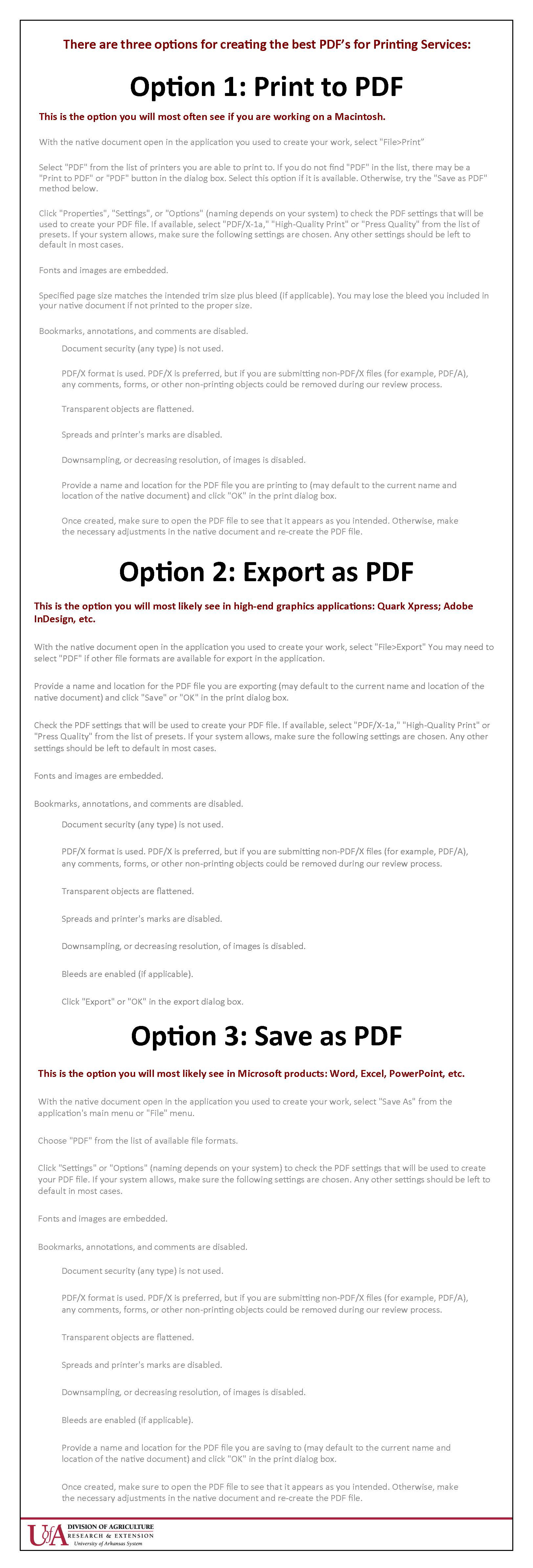 PDF Options PDF Options