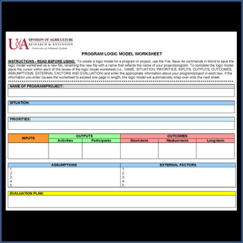 University of Arkansas Extension Logic Model Template