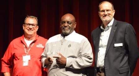 Lonoke County Community Center receiving Friend of Master Gardener award from Randy Forst and Dr. Bob Scott